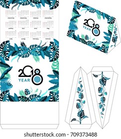 Vector calendar 2018 sweep pattern of three-dimensional desktop office calendar