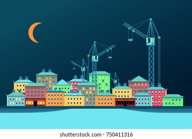 vector calendar 2018 winter snowy night city