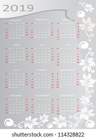 Vector calendar 2019