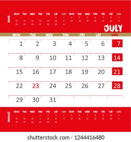 Vector Calendar 2019