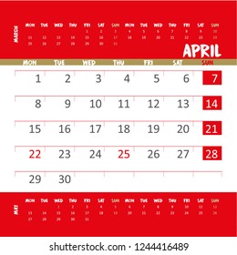 Vector Calendar 2019