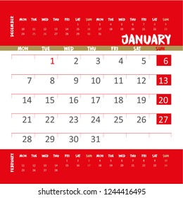 Vector Calendar 2019
