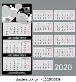 Vector calendar 2020- Planner for three month includes space for yur photo and text