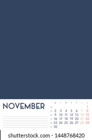 Vector of Calendar 2020 year with 12 month calendar with modern style. Template for place your photo