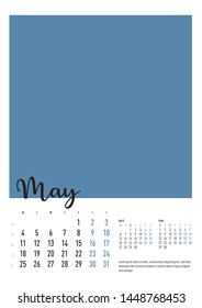 Vector of Calendar 2020 year with 12 month calendar with modern style. Template for place your photo