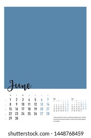 Vector of Calendar 2020 year with 12 month calendar with modern style. Template for place your photo