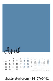Vector of Calendar 2020 year with 12 month calendar with modern style. Template for place your photo