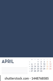 Vector of Calendar 2020 year with 12 month calendar with modern style. Template for place your photo