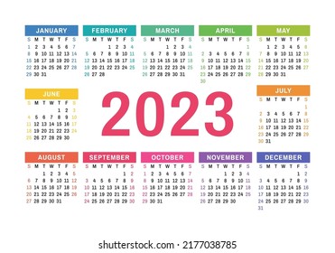 Vector Calendar 2023 Year Landscape Design Stock Vector (Royalty Free ...