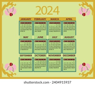 Vector Calendar 2024, Calender template