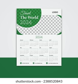 Calendario vectorial 2024 calendario mensual de plantillas nuevo año limpio año aislado
