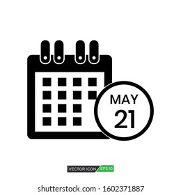 Vector Calendar 21 May icon illustration. Simple symbol for graphic and web design