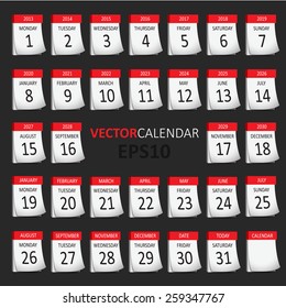 Vector Calendar - All combinations 