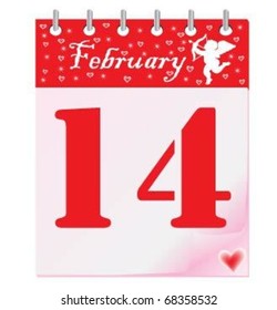 Vector calendar with angel - Valentine's Day