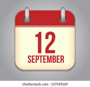 Vector calendar app icon. 12 september