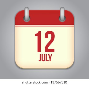 Vector calendar app icon 12 july