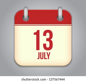Vector calendar app icon 13 july
