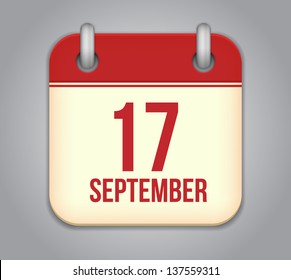 Vector calendar app icon. 17 september