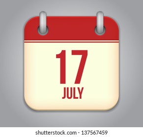 Vector calendar app icon 17 july