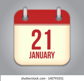 Vector calendar app icon. 21 January