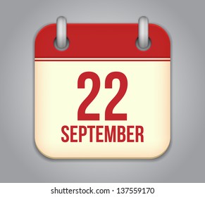 Vector calendar app icon. 22 september