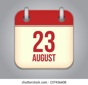 Vector calendar app icon. 23 august