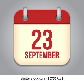 Vector calendar app icon. 23 september