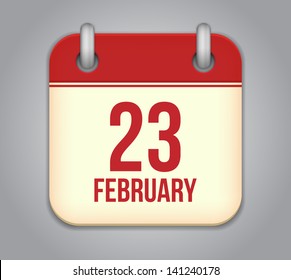 Vector calendar app icon. 23 February