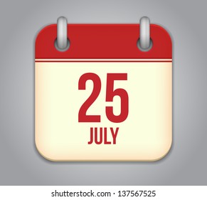 Vector calendar app icon 25 july