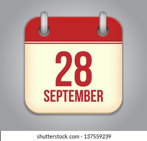 Vector calendar app icon. 28 september