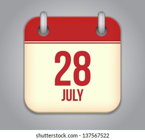Vector calendar app icon 28 july