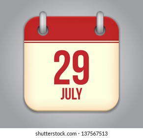 Vector calendar app icon 29 july