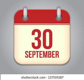 Vector calendar app icon. 30 september