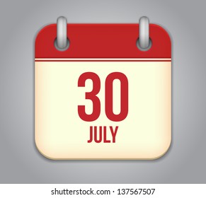 Vector calendar app icon 30 july