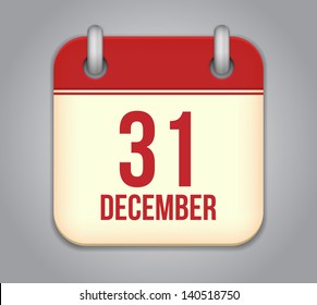 Vector calendar app icon. 31 December