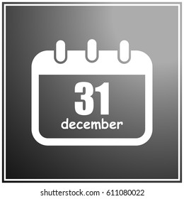 Vector calendar app icon. 31 December