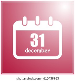 Vector calendar app icon. 31 December