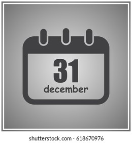 Vector calendar app icon. 31 December
