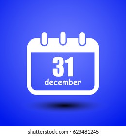 Vector calendar app icon. 31 December