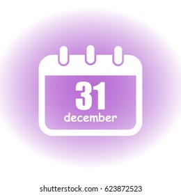 Vector calendar app icon. 31 December