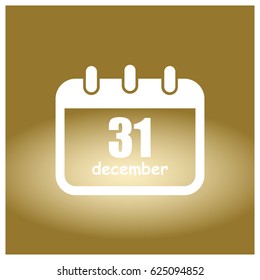 Vector calendar app icon. 31 December