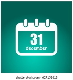 Vector calendar app icon. 31 December