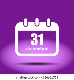 Vector calendar app icon. 31 December