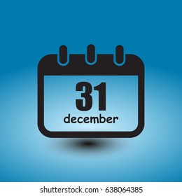 Vector calendar app icon. 31 December