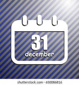 Vector calendar app icon. 31 December