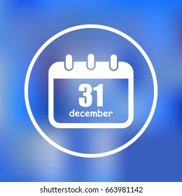 Vector calendar app icon. 31 December