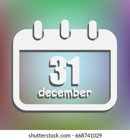 Vector calendar app icon. 31 December
