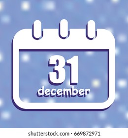 Vector calendar app icon. 31 December