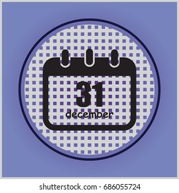Vector calendar app icon. 31 December
