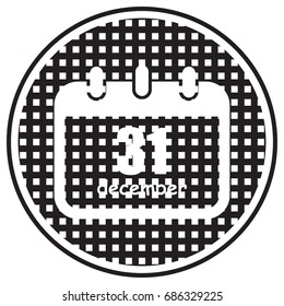 Vector calendar app icon. 31 December